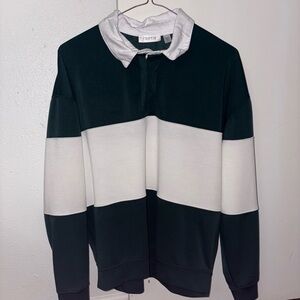 Green & White Stripe Rugby Sweater - Women’s